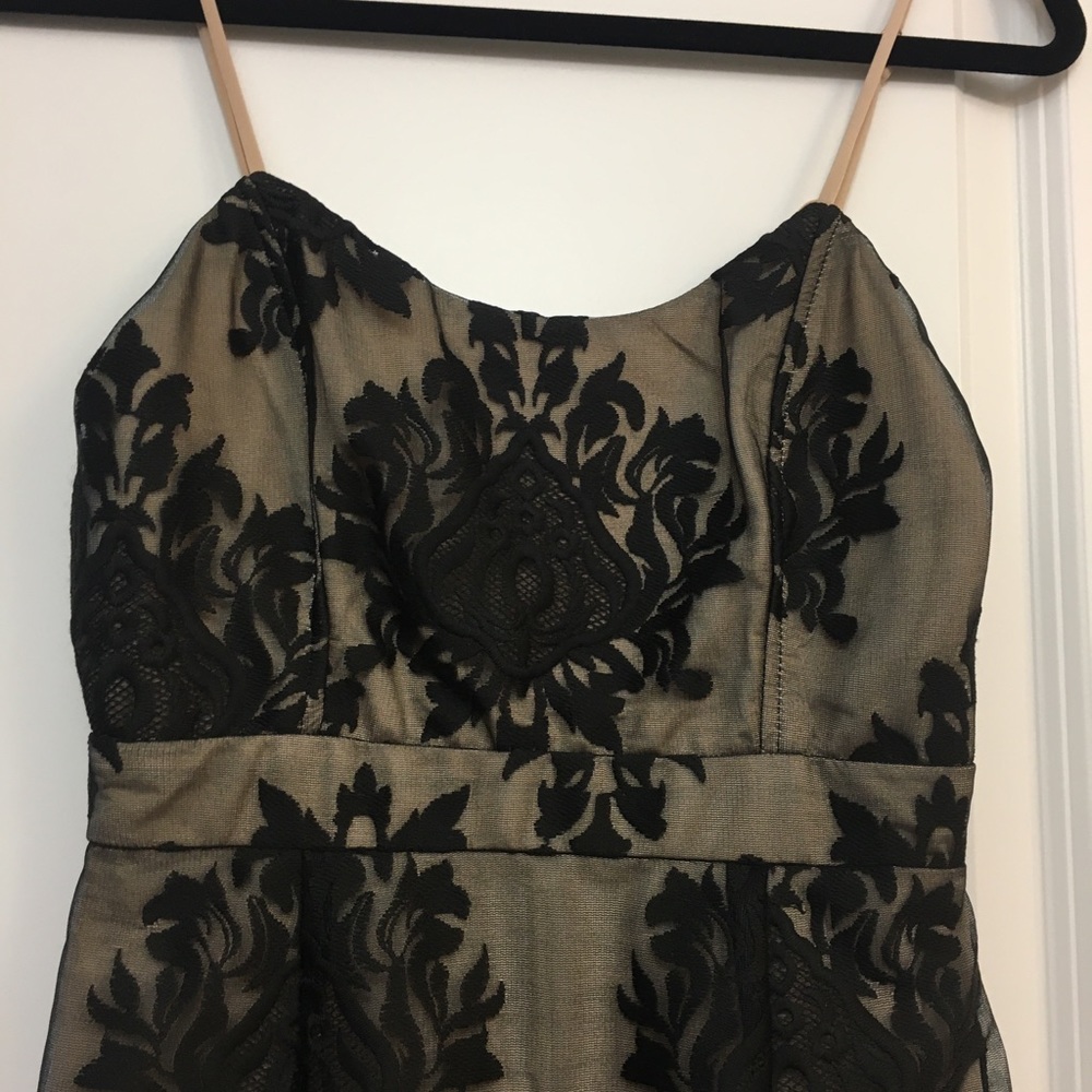 NWOT Black Lace Over Nude Cocktail Dress